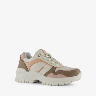 Supercracks dames dad sneakers beige roze