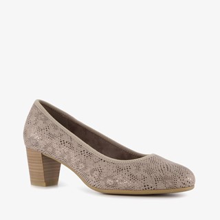 Softline dames pumps met slangenprint taupe