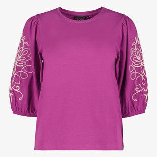 TwoDay dames top met geborduude mouwen paars