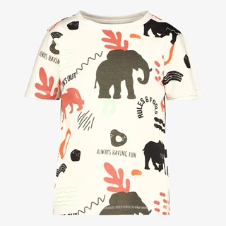 Unsigned jongens T-shirt dierenprint wit