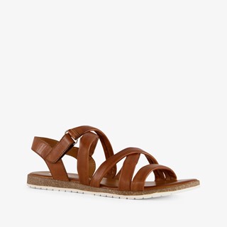Harper leren dames sandalen cognac