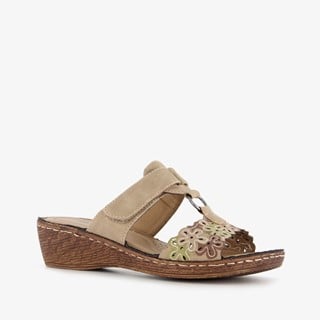 Natuform dames slippers met sleehak taupe