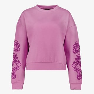 TwoDay dames sweater met geborduurde mouwen roze