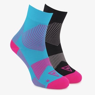 2 paar halflange compressiesokken blauw roze