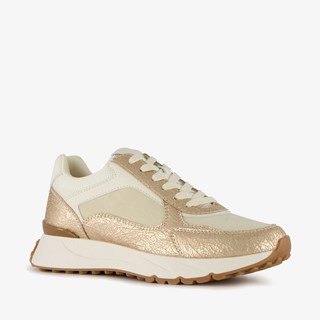 Blue Box metallic dames sneakers beige goud