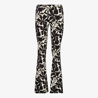 TwoDay dames flared broek bloemenprint zwart wit