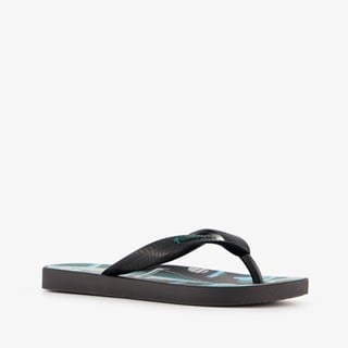 Copacabana kinder teenslippers zwart met zeilboot