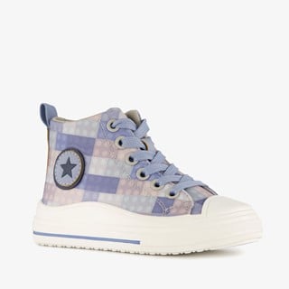 Blue Box hoge kinder sneakers met ruitprint blauw