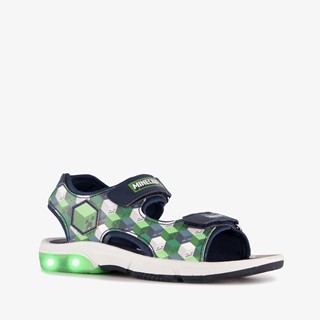 Minecraft jongens sandalen met lichtjes blauw