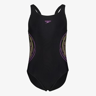 Speedo meisjes badpak zwart paars