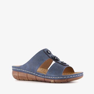 Natuform dames slippers met sleehak blauw