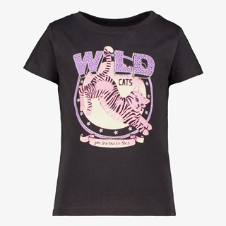 TwoDay meisjes T-shirt met kat zwart