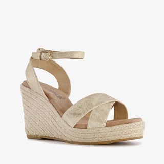 Blue Box dames espadrilles met hoge sleehak goud