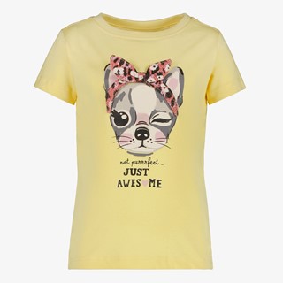 TwoDay meisjes T-shirt met kat en strik geel