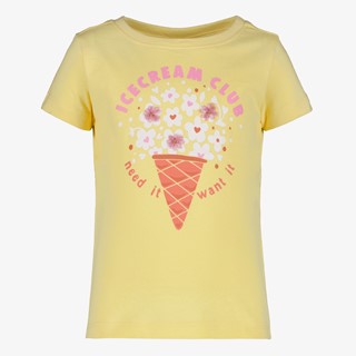 TwoDay meisjes T-shirts met ijsco en bloemen geel