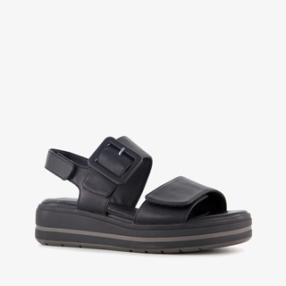 Softline dames sandalen met sleehak zwart