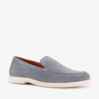 Van Beers suede heren instappers lichtblauw
