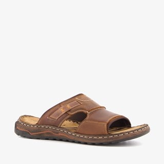 Van Beers leren heren slippers cognac