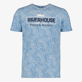 Unsigned heren T-shirt met print en opdruk blauw