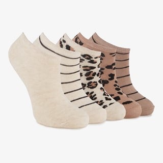 5 paar meisjes sneakersokken beige bruin