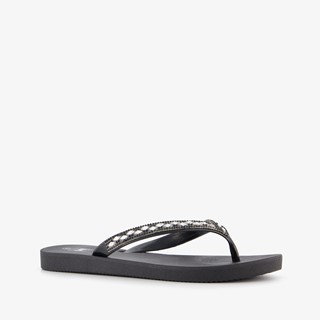 Dames slippers met strass steentjes zwart