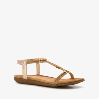 Blue Box dames sandalen goud met glittersteentjes