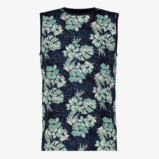 Unsigned heren singlet met botanische print blauw