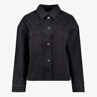 TwoDay dames denim overshirt met strass steentjes zwart
