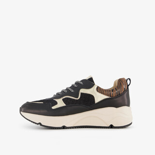 Hush Puppies leren dames sneakers zwart goud