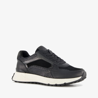 Blue Box dames sneakers met slangenprint details zwart