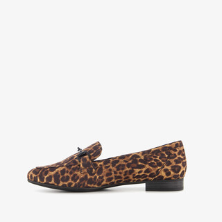 Nova dames loafers met gesp en panterprint bruin