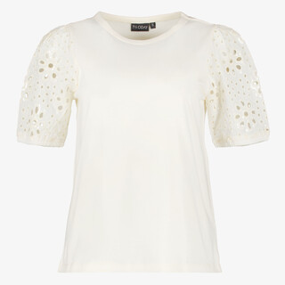 TwoDay T-shirt met broderie mouwen wit