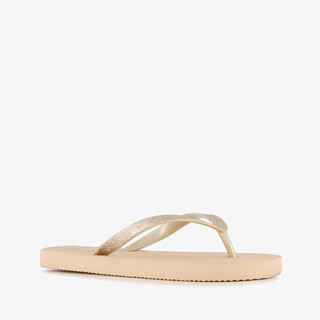 Meisjes teenslippers met glitters geel goud