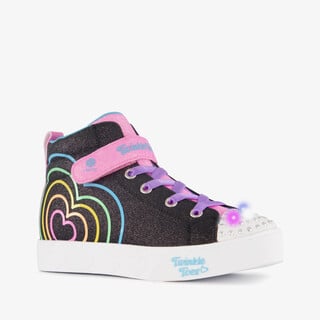 Skechers Twinkle Toes hoge meisjes sneakers met lichtjes zwart roze
