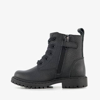 Stap leren meisjes veterboots met sterren zwart