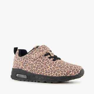 Blue Box meisjes sneakers met airzool en panterprint bruin