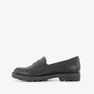 Tamaris dames loafers met panterprint details zwart