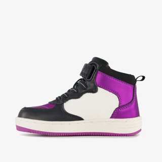 Blue Box hoge meisjes sneakers met lak zwart paars