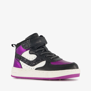 Blue Box hoge meisjes sneakers met lak zwart paars