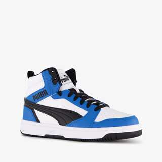 Puma Rebound V6 Mid hoge jongens sneakers blauw wit