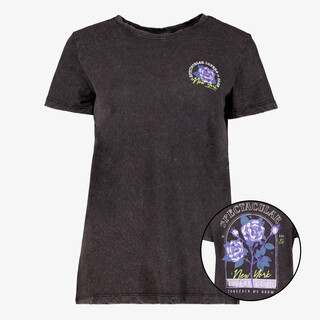 TwoDay dames T-shirt acid wash met backprint zwart