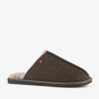 Thu!s heren instap pantoffels met imitatiebont donkerbruin