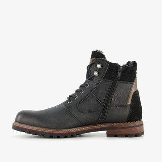 Van Beers leren heren veterboots zwart