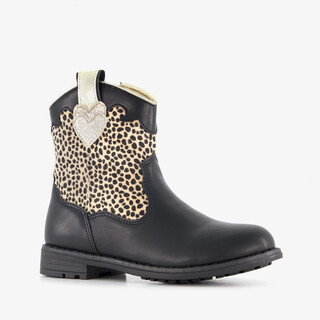 Blue Box meisjes cowboylaarsjes met luipaardprint zwart
