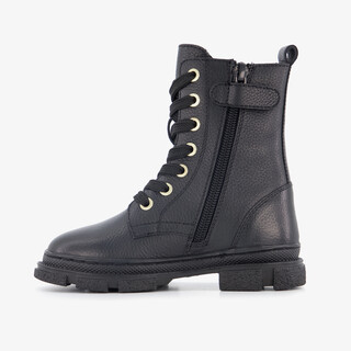 Groot leren meisjes veterboots zwart