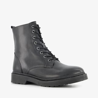Harper leren dames veterboots zwart