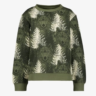 Unsigned jongens sweater met wolven groen