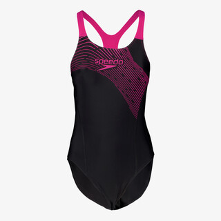 Speedo Medley Logo dames badpak zwart roze