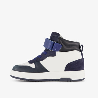 Stap leren hoge jongens sneakers blauw wit