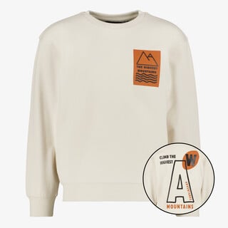 Unsigned jongens sweater met backprint beige